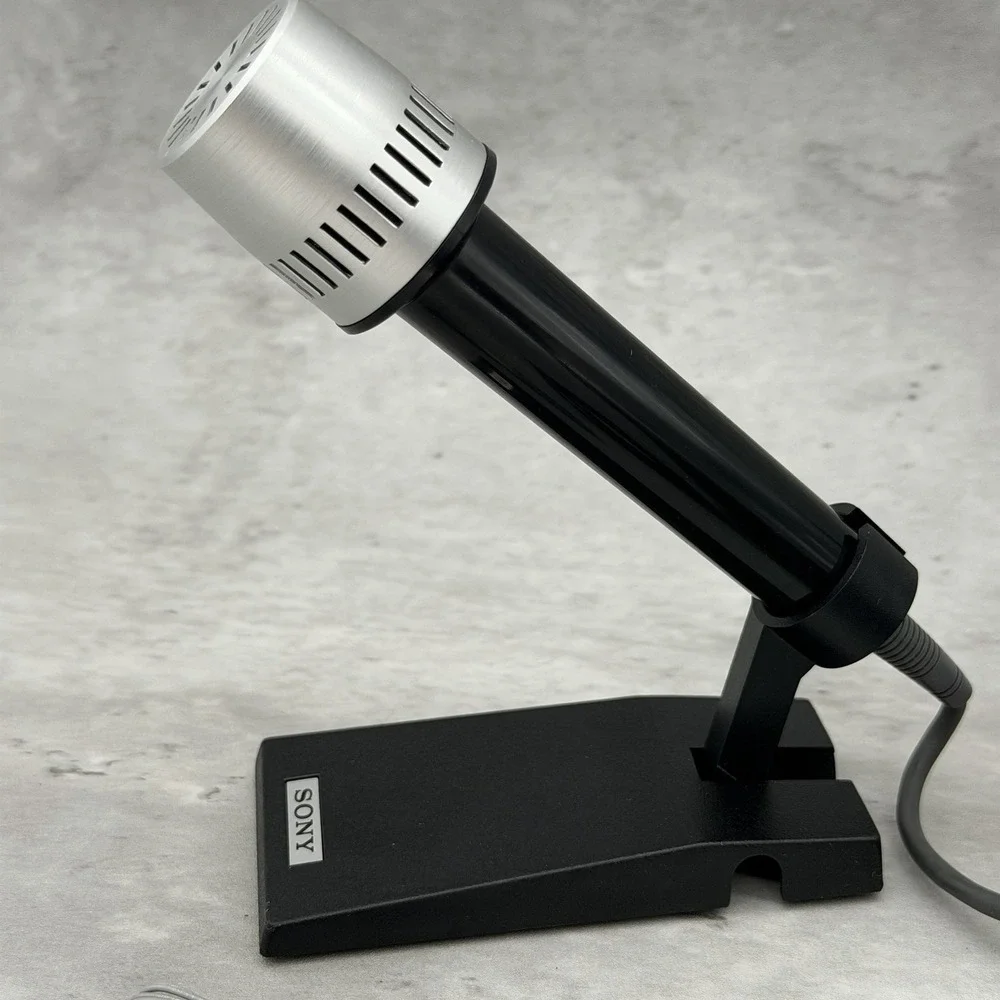 VTG Sony Microphone F-26S Cardioid Dynamic Tested w/stand Made in Japan w/Case